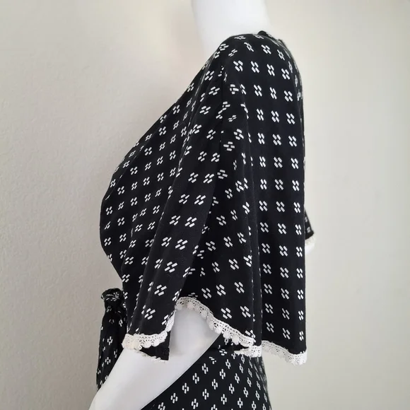 OPEN TO OFFERS Anthropologie Black Midi Wrap Dress Size M/L - Picture 9 of 13